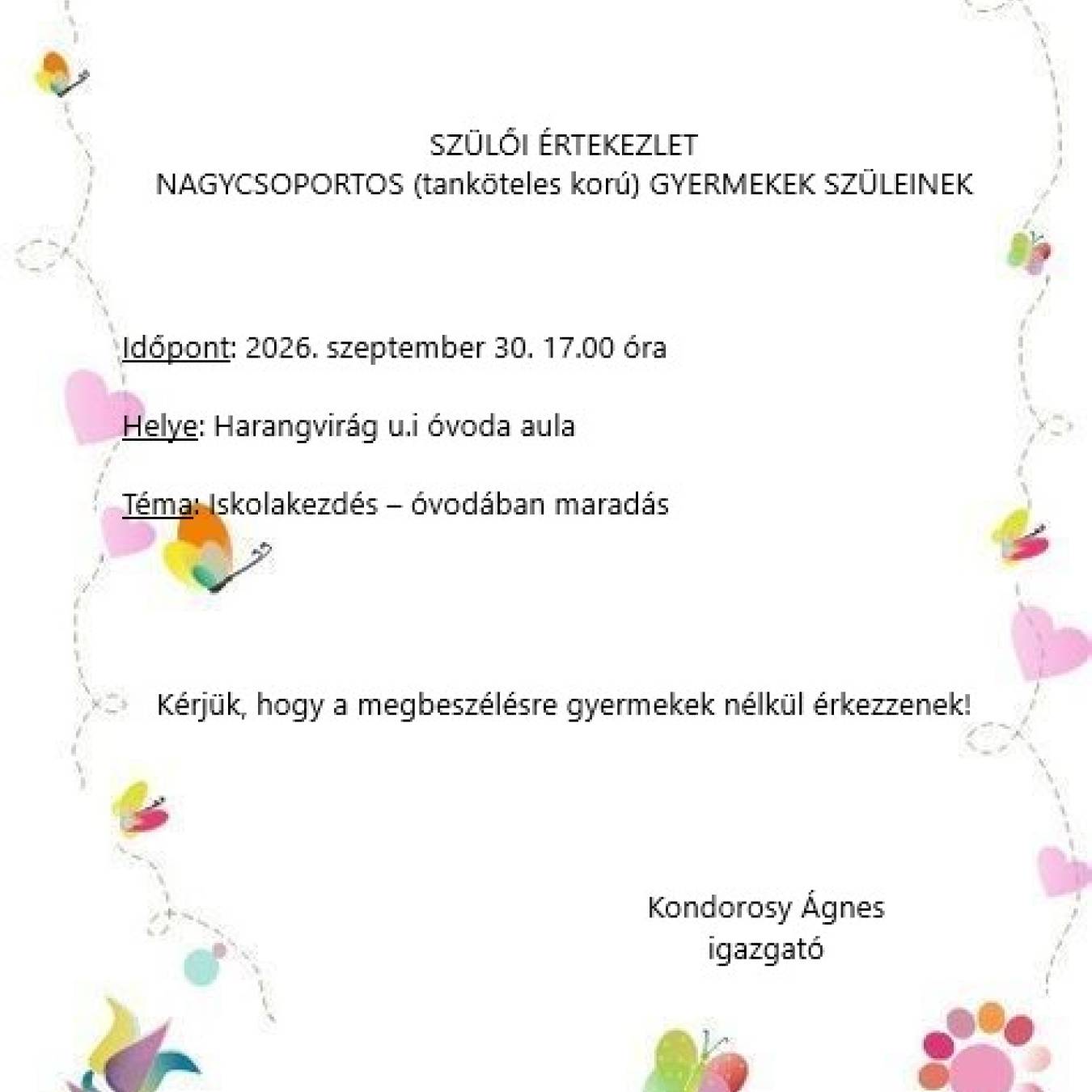 Szülői - nagycsoportos