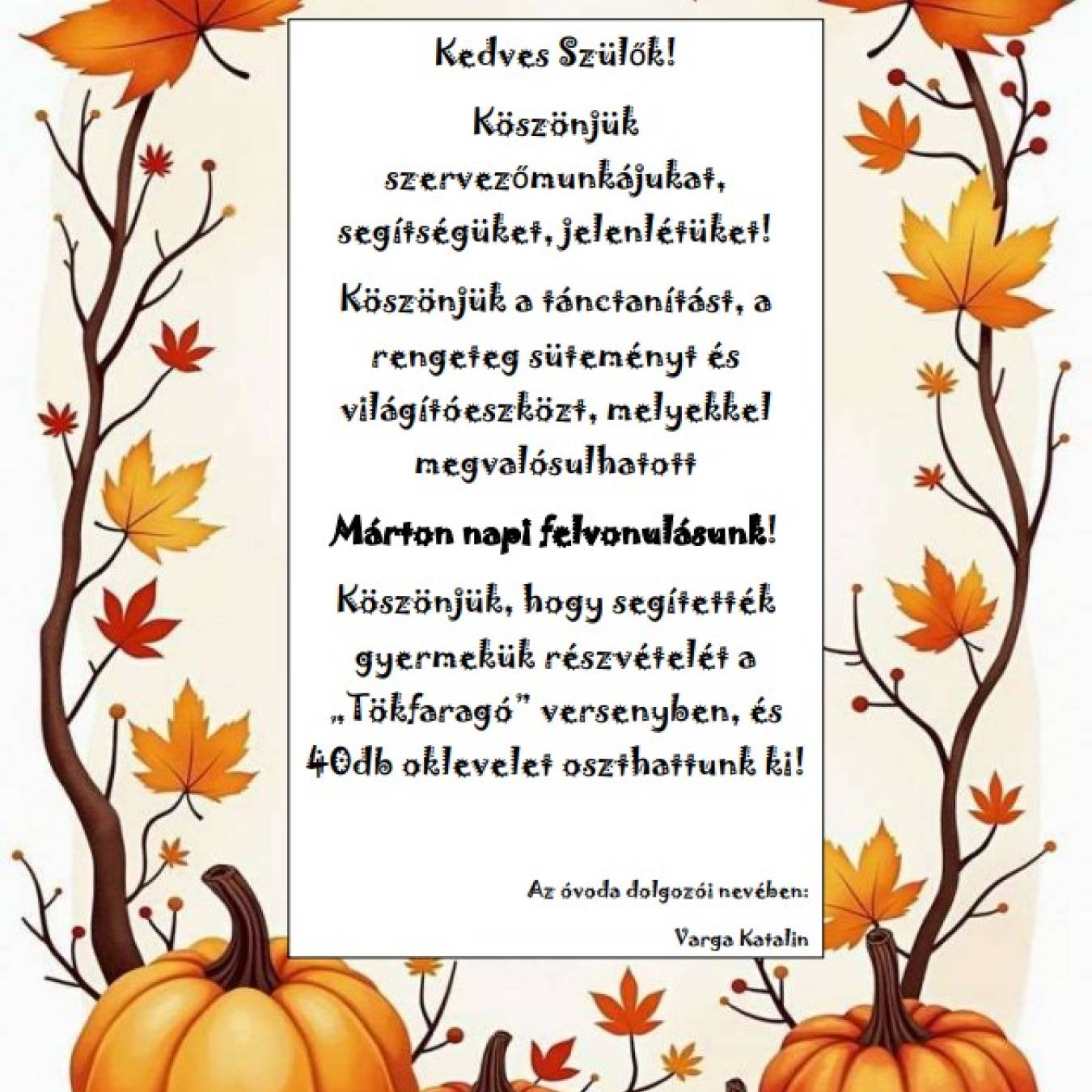 Márton napi köszönet