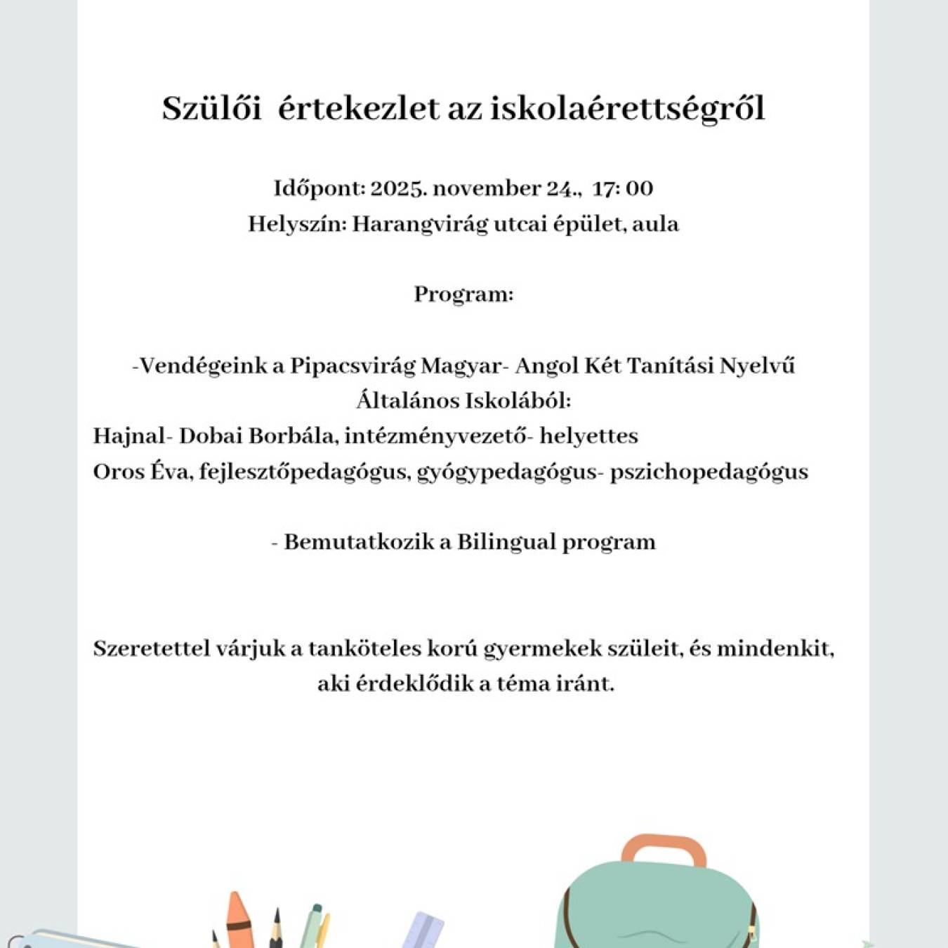 Szülői értekezlet